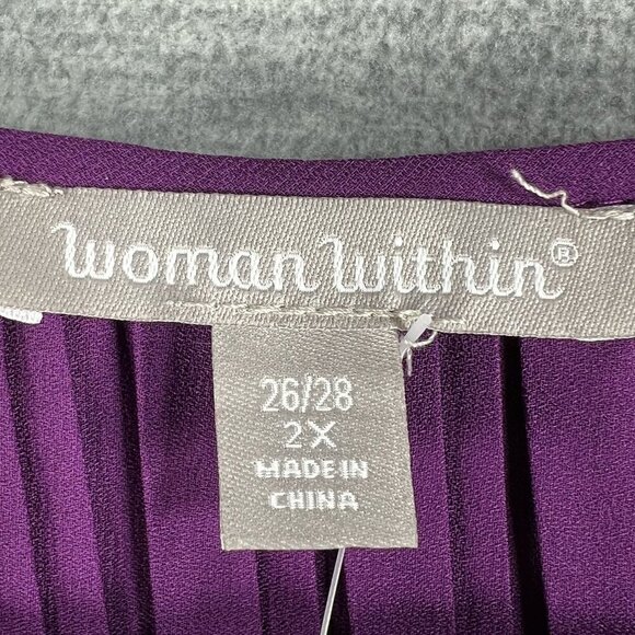 Woman Within NEW 2X 26-28 Purple Pleated Top Studded Bell Sleeves Fairycore - Picture 13 of 16